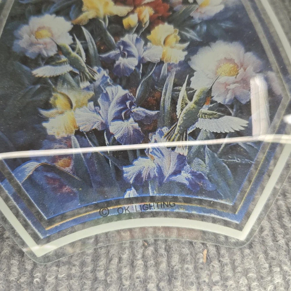 OK Lighting Touch Lamp Replacement Glass Shades Floral Hummingbird Set of 6